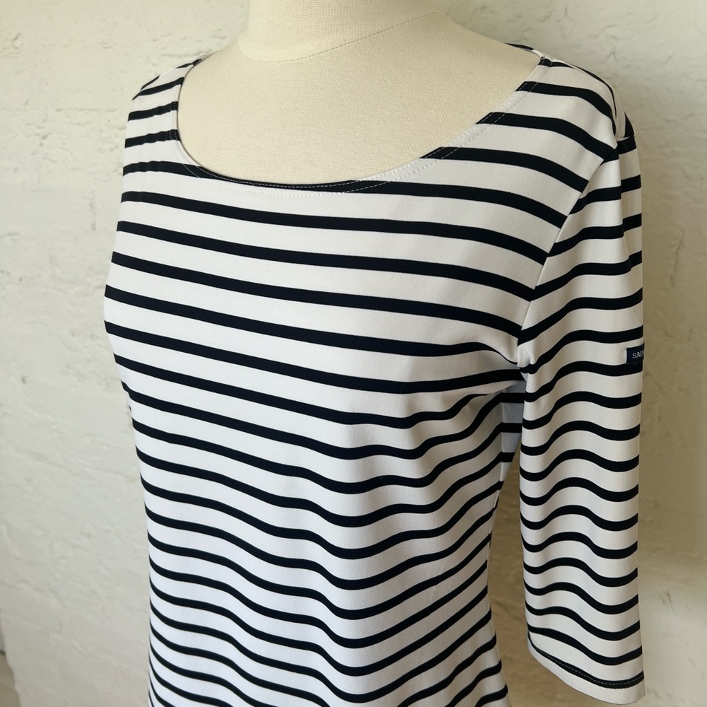 Women's nautical Striped Top - Black and White